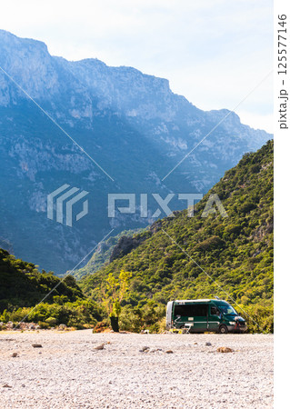 Camper car in mountains 125577146