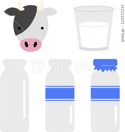 牛乳瓶のイラスト素材セット 125577231