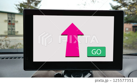 navigator with arrow sign on screen 125577351