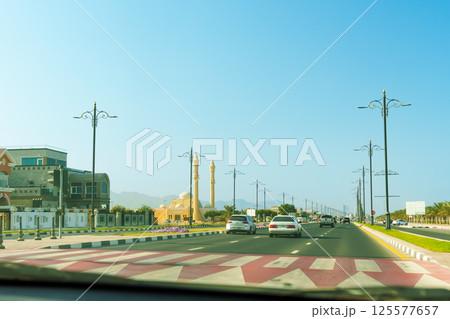 Kalba Mosque Between Dry Mountains in Kalba, Sharjah, United Arab Emirates 125577657