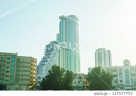 Fujairah, United Arab Emirates - View Evening Lighting in Fujairah City Fujairah, United Arab Emirates - View Evening Lighting in Fujairah City 125577753