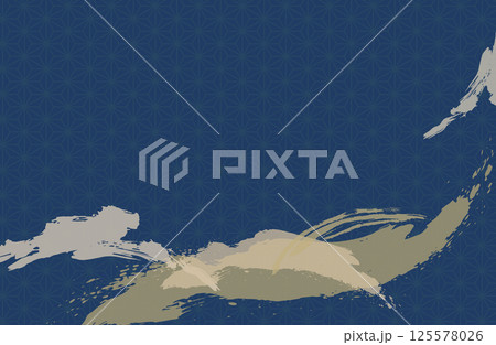 和風紺色×金色背景ベクターイラスト素材 125578026