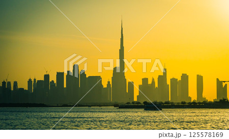Dubai, UAE- 25.04.2025: Dubai city view during daytime, Creek Harbor city area 125578169