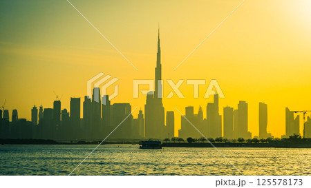 Dubai, UAE- 25.04.2025: Dubai city view during daytime, Creek Harbor city area 125578173