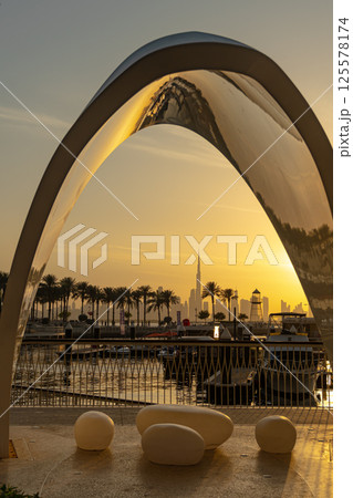 Dubai, UAE- 25.04.2025: Dubai city view during daytime, Creek Harbor city area 125578174