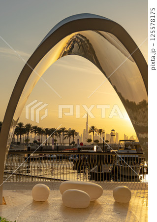 Dubai, UAE- 25.04.2025: Dubai city view during daytime, Creek Harbor city area 125578175