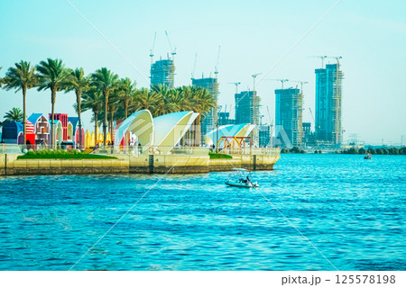 Dubai, UAE- 25.04.2025: Dubai city view during daytime, Creek Harbor city area 125578198