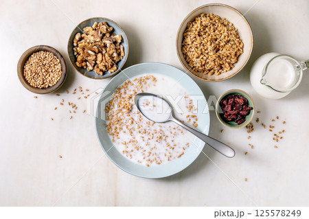 Healthy Breakfast sprouted wheat With Nuts Berries Healthy Breakfast sprouted wheat With Nuts Berries 125578249