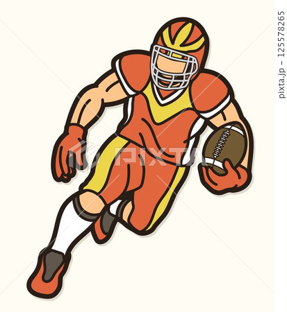 American Football Player Running Cartoon Sport Graphic Vector American Football Player Running Cartoon Sport Graphic Vector 125578265