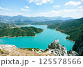 Panoramic view of Lake Bovilla near Tirana in Albania 125578566