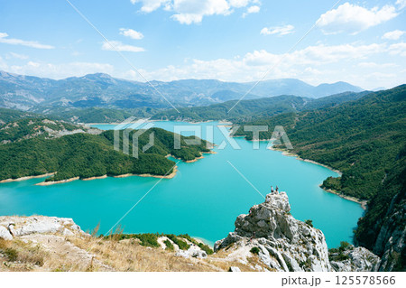 Panoramic view of Lake Bovilla near Tirana in Albania 125578566