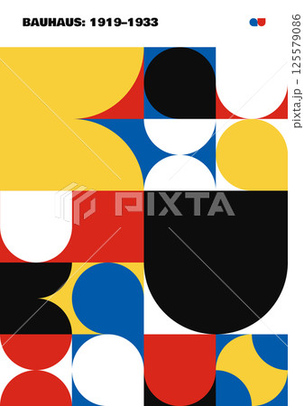 Bauhaus Grid Poster, Red, Blue and Yellow Geometric Design Bauhaus Grid Poster, Red, Blue and Yellow Geometric Design 125579086