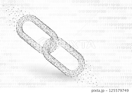 Isolated Abstract chain. Wireframe chain element on white. Link protection, blockchain technology, cooperation symbol. 125579749