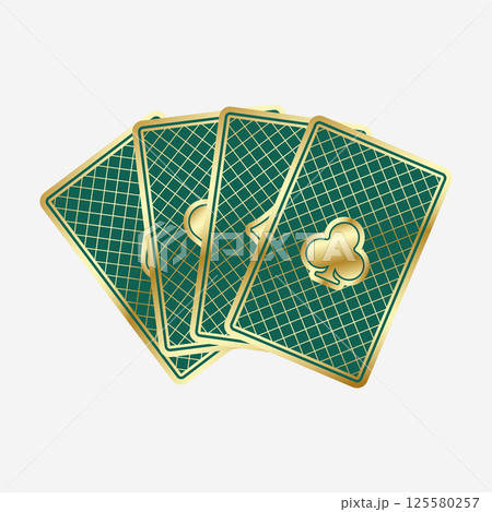 Hand fanned of green playing cards. Ace of Spades, Diamonds, Clubs, Hearts. Vector illustration Casino or Poker of all the aces. Hand fanned of green playing cards. Ace of Spades, Diamonds, Clubs, Hearts. Vector illustration Casino or Poker of all the aces. 125580257