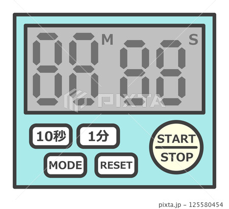 キッチンで調理時間を計測するキッチンタイマーのイラスト 125580454
