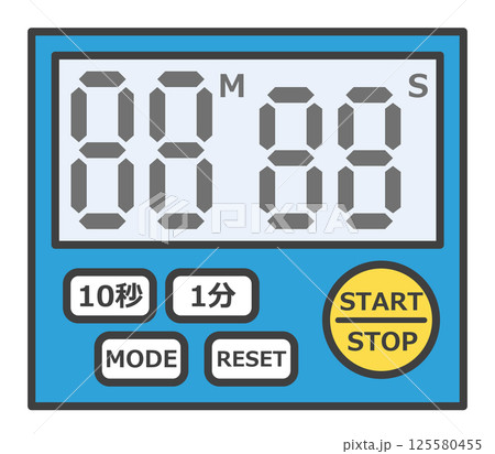 キッチンで調理時間を計測するキッチンタイマーのイラスト 125580455