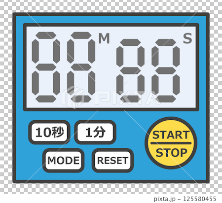 キッチンで調理時間を計測するキッチンタイマーのイラスト 125580455