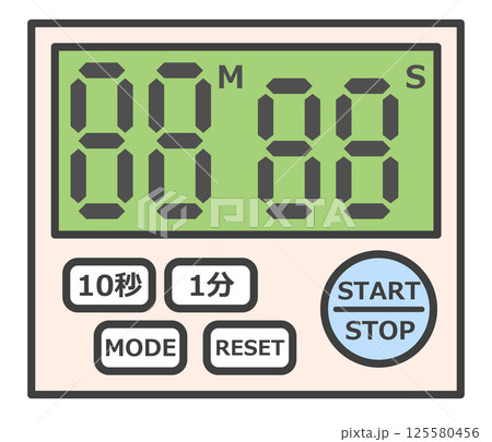 キッチンで調理時間を計測するキッチンタイマーのイラスト 125580456