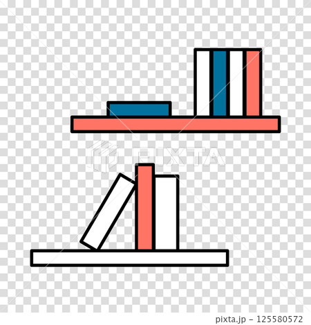Stack of books and magazines. Home library. Vector clipart on a transparent background. Book spines on a bookshelf in flat style. Bookcase. Stack of books and magazines. Home library. Vector clipart on a transparent background. Book spines on a bookshelf in flat style. Bookcase. 125580572