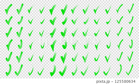 Brush hand drawn painted checkmarks set collection. Collection of hand doodle check marks ticks. Pencil green scribble sketches. Vector illustration. Brush hand drawn painted checkmarks set collection. Collection of hand doodle check marks ticks. Pencil green scribble sketches. Vector illustration. 125580634