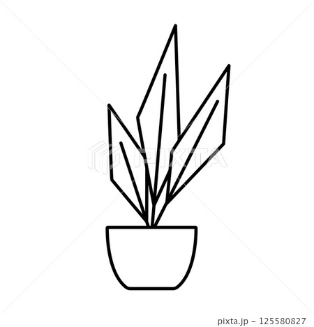 Flower in a pot in cartoon style. House plant in flat style. Vector outline icon plant. Flower in a pot in cartoon style. House plant in flat style. Vector outline icon plant. 125580827