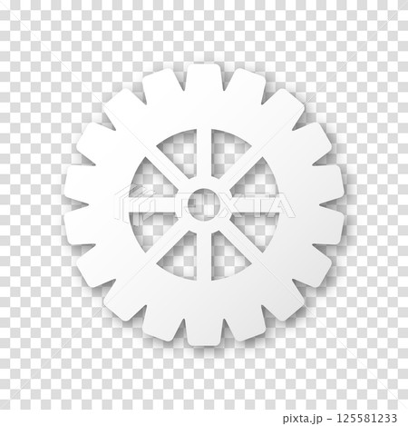 Gear icon, flat design. Machine sprocket gear icon. Realistic vector cogwheel sign symbol on a transparent background. 125581233