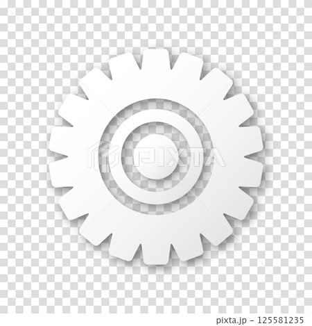 Gear icon, flat design. Machine sprocket gear icon. Realistic vector cogwheel sign symbol on a transparent background. 125581235