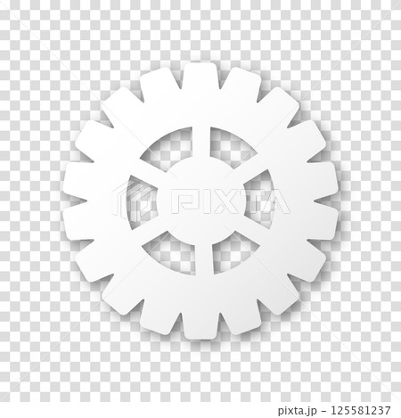Gear icon, flat design. Machine sprocket gear icon. Realistic vector cogwheel sign symbol on a transparent background. 125581237