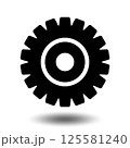 Black gear icon. Machine sprocket gear icon. Flat design. Vector cogwheel sign symbol on a white background. Black gear icon. Machine sprocket gear icon. Flat design. Vector cogwheel sign symbol on a white background. 125581240