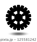Black gear icon. Machine sprocket gear icon. Flat design. Vector cogwheel sign symbol on a white background. Black gear icon. Machine sprocket gear icon. Flat design. Vector cogwheel sign symbol on a white background. 125581242
