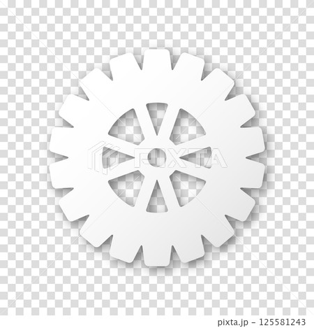 Gear icon, flat design. Machine sprocket gear icon. Realistic vector cogwheel sign symbol on a transparent background. Gear icon, flat design. Machine sprocket gear icon. Realistic vector cogwheel sign symbol on a transparent background. 125581243