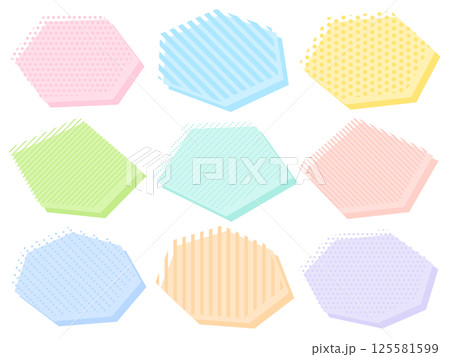 ポップでカラフルな多角形のフレームセット ポップでカラフルな多角形のフレームセット 125581599