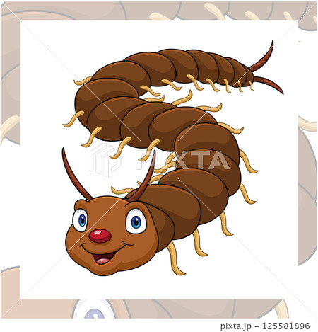 Cute centipede cartoon on white background 125581896