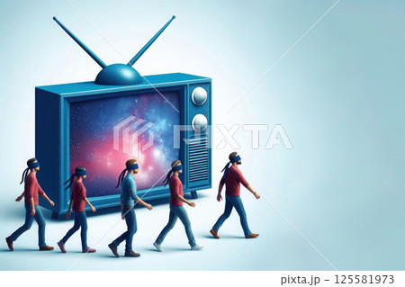Blind screen following, the impact of technology on society. Space for text. 125581973