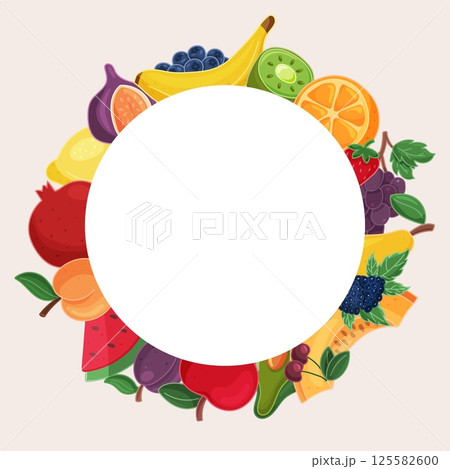 Fruit wreath with space for text isolated on white background Fruit wreath with space for text isolated on white background 125582600