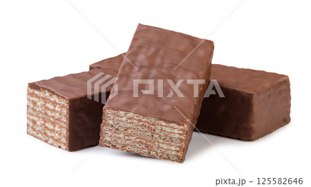Chocolate wafers on a white background. Isolated 125582646