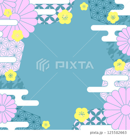 正方形バナーに最適なバナー用和柄背景ブルー 125582663