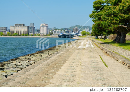 島根県松江市の宍道湖と湖畔の街並み 125582707