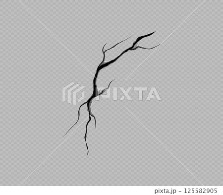 Realistic wall crack effect, vector illustration of land erosion or cracked ground texture on transparent background 125582905