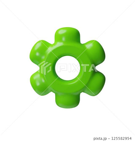 3d vector of green gear, cartoon illustration on isolated background. 3d vector of green gear, cartoon illustration on isolated background. 125582954