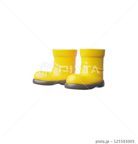 Camping yellow shoes 3D vector icon, cartoon pair of boots for hiking, climbing or walking, tourist trekking footwear Camping yellow shoes 3D vector icon, cartoon pair of boots for hiking, climbing or walking, tourist trekking footwear 125583005
