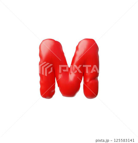 English alphabet uppercase letter M from red air inflated balloon 3D vector icon, consonant type volume Latin font sign English alphabet uppercase letter M from red air inflated balloon 3D vector icon, consonant type volume Latin font sign 125583141