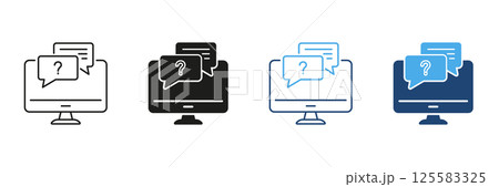 Computer With Chat Bubbles Icon Set. Online...のイラスト素材 [125583325] - PIXTA