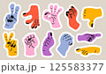 Collection of gesture signs from human hands. A set of fingers showing emotions and directions. gesture finger in flat design. communication expressions with hand sign in trendy style. vector icon 125583377