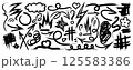 Collection of hand drawn doodles and squiggles for text highlighting sign. Set of design elements with texture of scribbles. Black line brush stroke. Simple cute vector swashes, strokes, note, diagram 125583386
