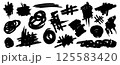 Collection of hand drawn doodles and squiggles for text highlighting sign. Set of design elements with texture of scribbles. Black line brush stroke. Simple cute vector swashes, strokes, note, diagram 125583420