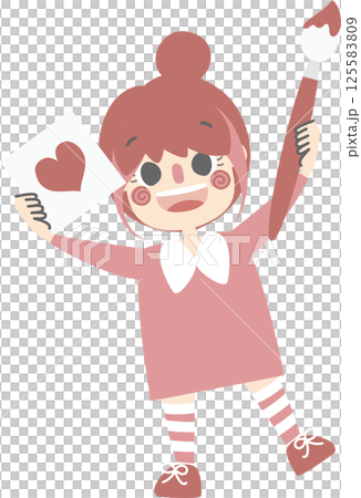 cute and lovely girl holding paintbrush drawing heart shape on paper, happy valentines day, birthday, love concept, flat png illustration cartoon character costume design cute and lovely girl holding paintbrush drawing heart shape on paper, happy valentines day, birthday, love concept, flat png illustration cartoon character costume design 125583809
