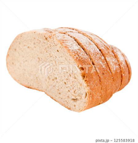 Slices of freshly baked sourdough bread, isolated 125583918