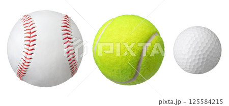 Baseball, tennis and golf balls 125584215