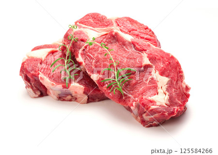 fresh raw beef steak on white background fresh raw beef steak on white background 125584266